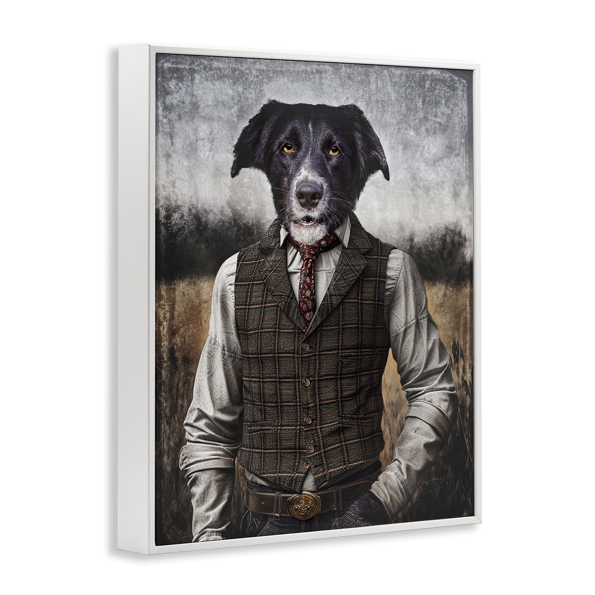 Stupell Industries Dog in Colonial Clothes Animals & Insects Painting White Framed Art Print Wall Art, 11 x 14
