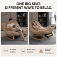 thumbnail image 6 of LEGAHOME Oversized Rocking Accent Chair Indoor, 41.3in Papasan Rocking Lounge Chair for Adults with Corduroy Cushion, Plush Reading Nook Chair for Living Room, Solid Wood Base, Khaki, 6 of 8