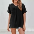 thumbnail image 1 of JMKQLZ Chemise Ample à Manches Courtes et Col en V pour Femmes, 1 of 6