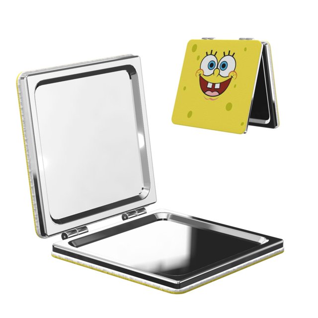 Zufioo SpongeBob SquarePants for Portable Pocket Makeup Mirror, Foldable Handheld Magnifying Beauty Mirror Suitable for Wallet Handbag for Women-Square