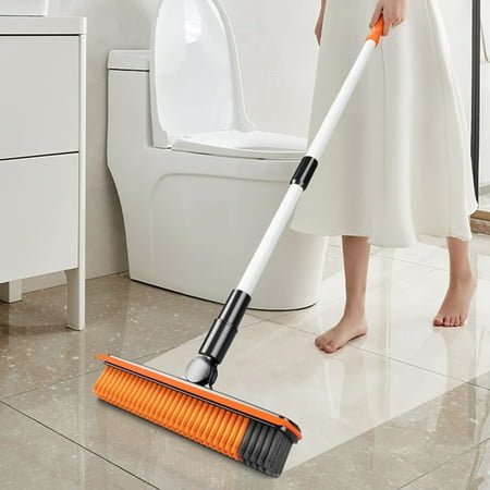 

ODOMY Floor Scrub Brush Adjustable Long Handle Floor Scrape Brush with V-Shaped Bristles Flexible Scrape and Cleaning Brush for Cleaning Patio Floor Bathroom Kitchen