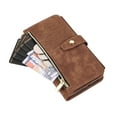 thumbnail image 5 of Dteck for Zipper Wallet Shoulder Strap Bag Samsung Galaxy S24 Plus Case ,Magnetic Leather 9 Card Slots Case Shockproof Rubber Kickstand Full Body Protective Cover with Wrist Strap,Brown, 5 of 7