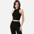 thumbnail image 2 of Women's High Neck Cropped Tank Top with Racerback Design - Small, Black, 2 of 6