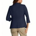 thumbnail image 4 of ZQGJB Blazers for Women Suit Jackets Dressy Rolled-up 3/4 Lenght Sleeve Single Breasted Blazer Jacket Business Casual Outfits for Work Navy L, 4 of 5