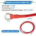 thumbnail image 3 of 1 Pc Cable Inversor de Batería 10 AWG 6.5FT 5/16" Terminal Cable de Batería Universal para Automóvil Vehículo Barco RV Solar Cobre Estañado Rojo, 3 of 7