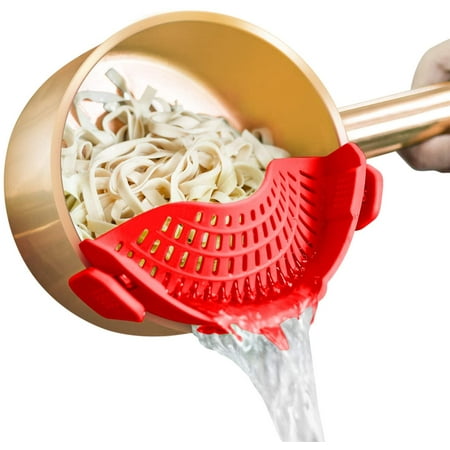 

Clip On Strainer Silicone for All Pots and Pans Pasta Strainer Clip on Food Strainer for Meat Vegetables Fruit Silicone Kitchen Colander