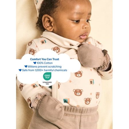 Garanimals Newborn & Baby 100% Cotton Newborn Essentials Set, Sizes Newborn–9M, 5-Piece