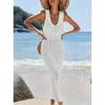 thumbnail image 2 of Women'S Long Crochet Beach Cover-Up Swimsuit Mesh Swimsuit Beach Long Sleeveless Dress Summer White M, 2 of 8