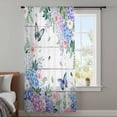 thumbnail image 4 of Flowers Sheer Curtains 96 Inches Long, Spring Butterflies Floral Gray Wood Light Filering Curtains, Privacy Drapes Simi Floor to Veiling Curtain for Living Room Bedroom Large Window Treatment, 4 of 9