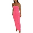thumbnail image 1 of VISgogo Vestido ajustado con espalda abierta para mujer, falda cruzada sin mangas con cuello halter de color liso, verde/azul/rosa VISgogo moda, 1 of 9