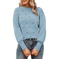 thumbnail image 2 of Blue Womens Tops Women's Solid Color Hairball Sweater Loose Long Sleeved Crew Neck Pullover Sweater Fall Outfits for Women 2025, 2 of 5