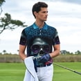 thumbnail image 4 of Daiia Punk Style Blue Haired Skull Pattern Men’s Polo Shirts,Solid Deck Shirt,Classic Fit, Breathable Cotton Polo for Casual and Sport Wear-X-Large, 4 of 7