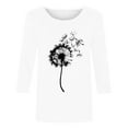 thumbnail image 4 of Women's Cute Print T-Shirt 3/4 Sleeve Round Neck Blouse Lightweight Soft Polyester Casual Loose Top for Daily Home Wear, 4 of 8