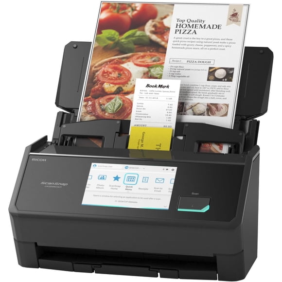 Ricoh ScanSnap iX2500 Wireless or USB High-Speed Cloud Enabled Document, Photo & Receipt Scanner with Large Touchscreen and 100 Page Auto Document Feeder for Mac or PC, Black