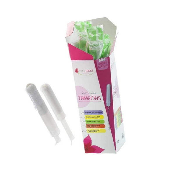 Everteen Super Applicator Tampons for Periods in Women (9-12g absorbency, for moderate flow) - 1 pack (8pcs)