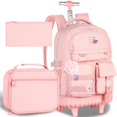 thumbnail image 1 of Mochila enrollable CCJPX para niñas y mujeres de 53 cm con bolsa de almuerzo rosa, 1 of 6