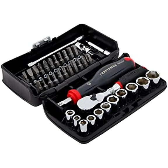 CRAFTSMAN V-SERIES Socket Set, Shallow SAE, 1/4 Inch Drive, 38 Piece (CMMT45750V)