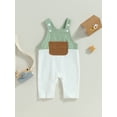 thumbnail image 2 of Biekopu Toddler Baby Bib Pants Trousers, Patchwork Sleeveless Square Neck Overalls Suspender Pants for Boys Girls, 2 of 8