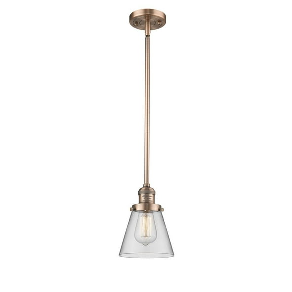 Innovations 201S-AC-G62-LED Small Cone 1 Light Mini Pendant part of the Franklin Restoration Collection, Antique Copper
