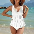 thumbnail image 4 of RBCKVXZ One Piece Swimsuit Women Ruffle Tummy Control Modest Bathing Suit Full Coverages Swim Dress Swimwear White M, 4 of 6