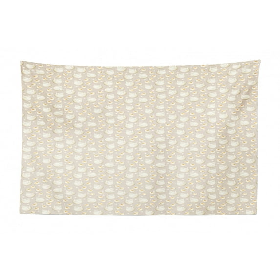 Yellow and White Tapestry, Creative Abstract and Geometric Concept, Fabric Wall Hanging Decor for Bedroom Living Room Dorm, 2 Sizes, Champagne Dark Yellow, by Ambesonne