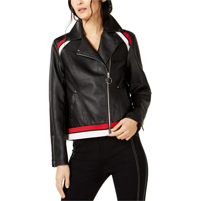 I.N.C Womens Faux Leather Jacket, Black, X-Large
