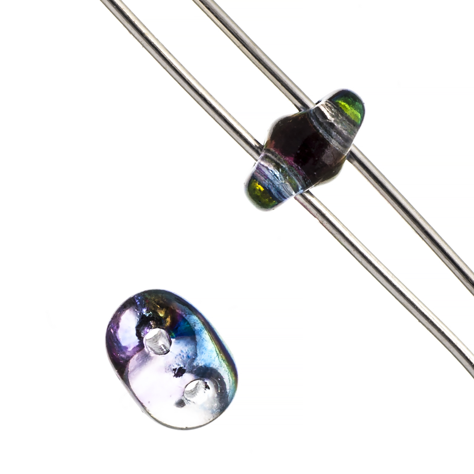 John Bead 100g Czech Glass Superduo 2-Hole Beads 2.5x5mm Crystal Magic Blue Pink