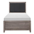 thumbnail image 4 of 5pc Gray Bedroom Set Twin Bed Chest Nightstand Dresser Mirror Upholstered HB Wooden Bedroom Furniture, 4 of 7