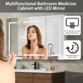 thumbnail image 6 of 30" x 48" Medicine Cabinet with LED Mirror for Bathroom, Linor Aluminum Wall Mounted LED Medicine Cabinet with Defog, Stepless Dimming, 3 Color Change, 2 Outlets, 2USB (Triple Door), 6 of 7