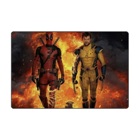 Deadpool Wolverine 15.7*23.6IN Home Decor Rugs Non-Skid Indoor Carpet, Durable Crystal Velvet Living Room Sofa Floor Mat