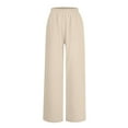 thumbnail image 3 of WIZUTIZ Womans Dress Pants Plus Size Stylish Loose Wide Leg Palazzo Pants Stretch Elastic High Rise Full Length Slacks Pants Solid with Pockets Sweatpants for Lady Workout Anniversary Beige, 3 of 6
