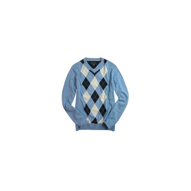 Tommy Hilfiger Eby Argyle suéter de punto con cuello en V para hombre, azul, pequeño