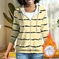 thumbnail image 2 of Htigea Striped Hoodies for Women Full Zip Up Hooded Long Sleeve Trendy Slim Fit Sweatshirts with Pockets Yellow L, 2 of 9