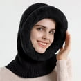thumbnail image 3 of Dyfzdhu Women Winter Slouchy Knit Warm Hats Wool Cap Scarf Integrated Pullover Cute Outdoor Ear Protection Knitted Hat Black, 3 of 6