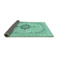 thumbnail image 2 of Ahgly Company Indoor Round Medallion Turquoise Blue Traditional Area Rugs, 4' Round, 2 of 4