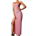 thumbnail image 1 of Gibobby Vestido de fiesta para mujer elegante Elegante cultivo sexy mujeres delgadas cuello U auto damas vestido de fiesta vestidos vestido de mujer(Rosa,G), 1 of 5