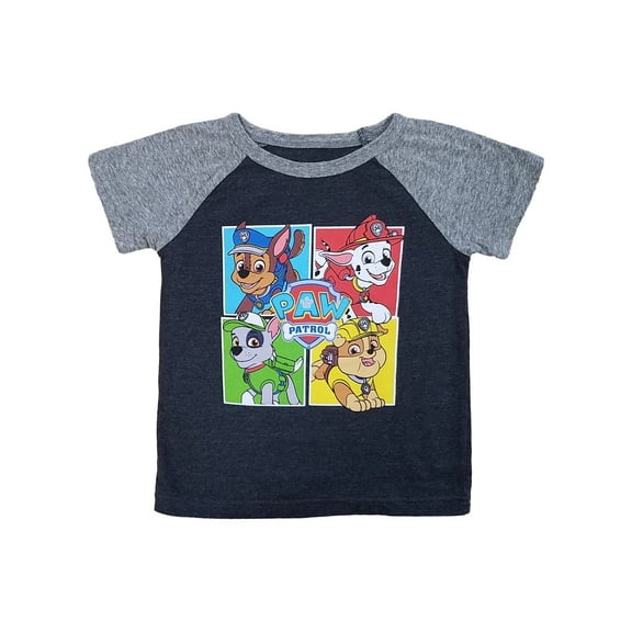 Paw Patrol Toddler Boys Two Toned Gray Puppy Dog Tee Shirt T-Shirt 3T