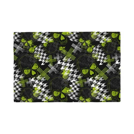 

Table Placemats Set of 6 - halloween skull Pattern 12x18 In Faux Linen Double Heat Resistant Place Mats Cloth Indoor/Outdoor Placemats Washable Table Mats for Dining Kitchen Party