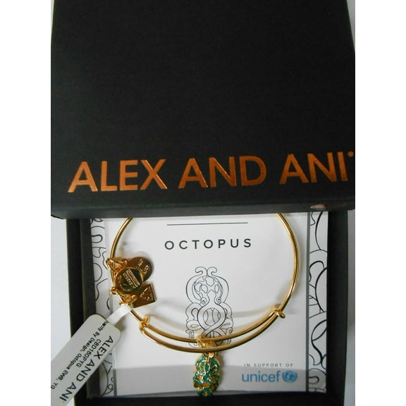 Alex and Ani Charity By Design Octopus Expandable Gold-Tone Bangle Bracelet