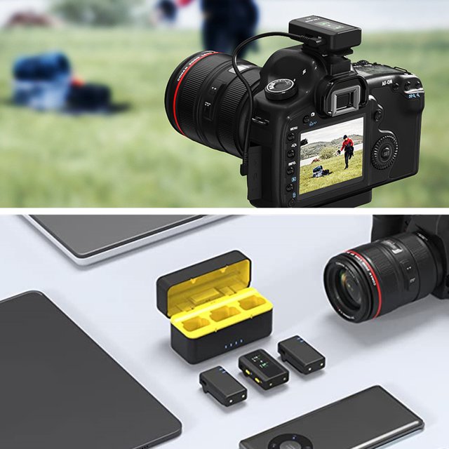 Juego de micrófono Lavalier Sistema de micrófono de corbata inalámbrico para suministros de cámaras DSLR Likrtyny Para estrenar