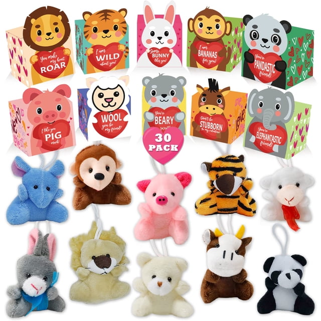 ATFUNSHOP Set de 30 peluches de animales para regalo de San Valentín