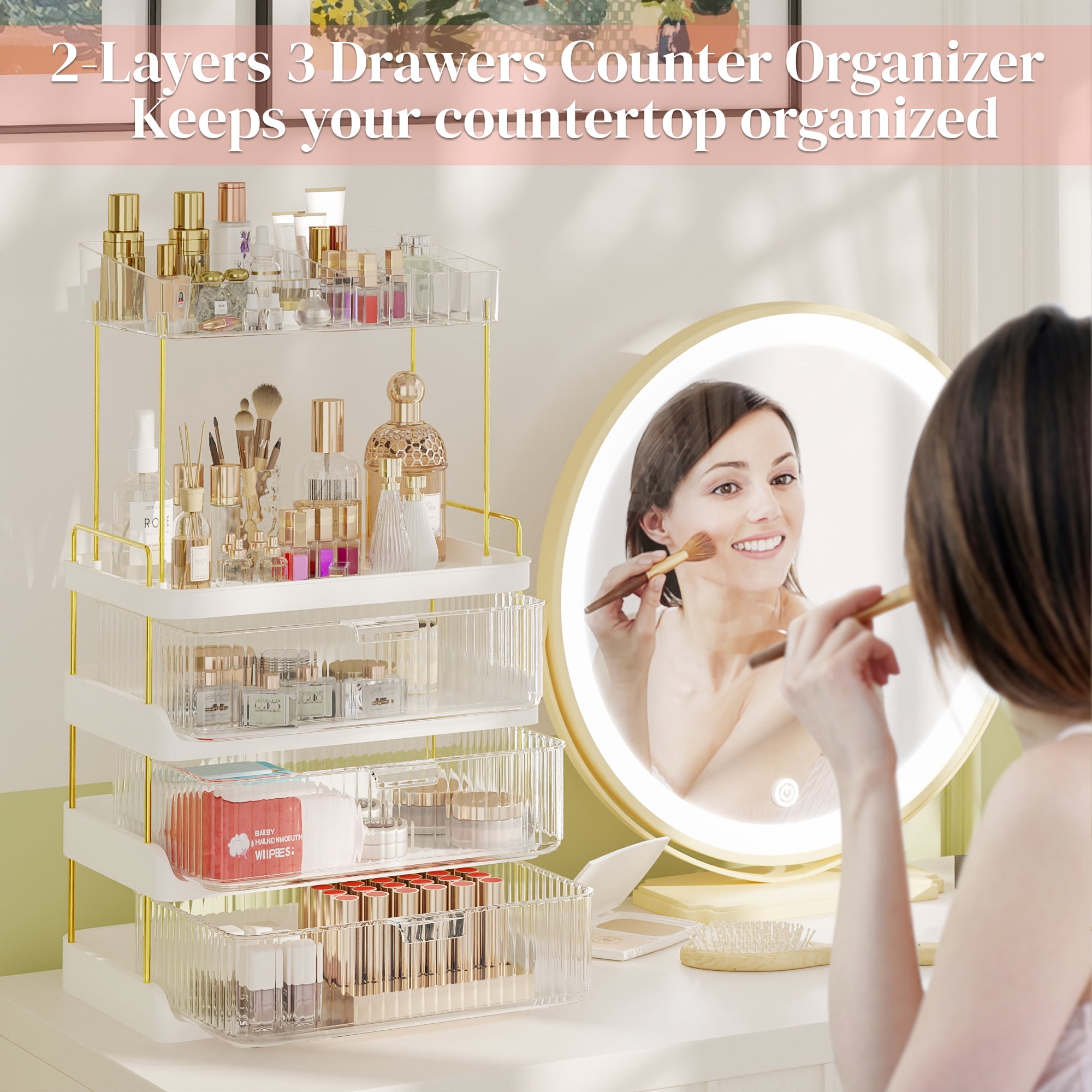 Yoneston 4-Tier Vanity Organizer with 3 Drawers