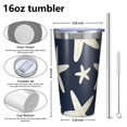 thumbnail image 4 of 16oz Tumblers Summer Ocean Starfish Stainless Steel Vacuum Insulated Double Wall Travel Tumbler Cups Mug with Lid and Straw,Cleaning Brush for Coffee,Tea, 4 of 4