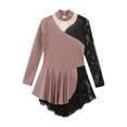 thumbnail image 5 of inhzoy Kids Girls Floral Lace Patchwork Figure Skating Dress Ballet Dance Leotard Dusty Pink 12, 5 of 7
