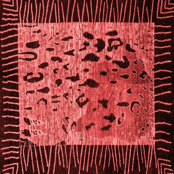 Ahgly Company Machine Washable Indoor Square Animal Red Modern Area Rugs, 7' Square