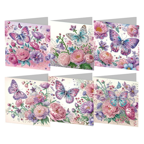 Tarjeta Bendición Cumpleaños Con Diamantes 6 Uds. Regalo Flores para Un Amigo