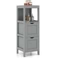 thumbnail image 1 of LINJHA Bathroom Floor Cabinet, Multifunctional Floor Storage Cabinet with 2 Removable Drawers, Modern Bathroom Cabinet with Anti-toppling Strap, 12 x 12 x 35 inches (Grey), 1 of 9