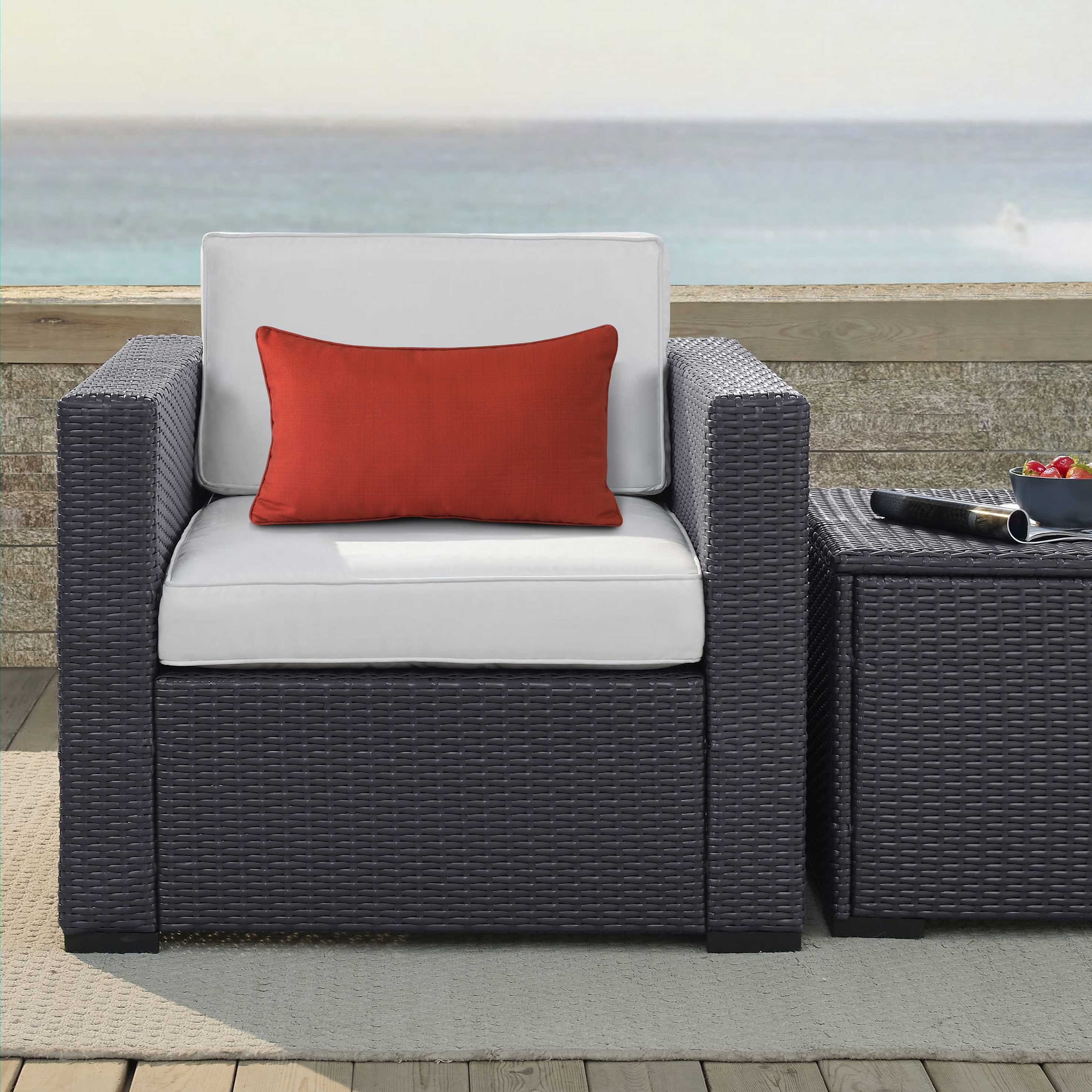 Outdoor Decor Ruby Red Lumbar Pillow, Red, 12W x 20D x 6H