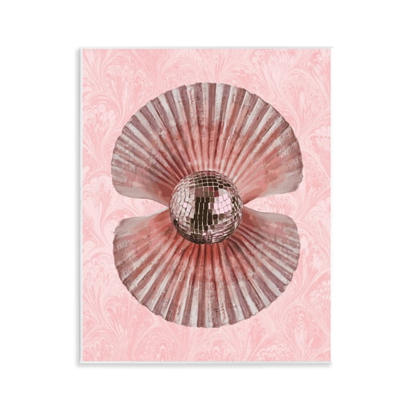 Stupell Industries Disco Ball Clam Pearl Fashion Painting Unframed Art Print Wall Art, 11 x 14