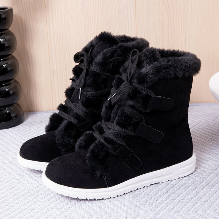 Aueoeo Womens Suede Snow Boots Mid-Calf Winter Shoes Warm Aueoeo Womens Suede Snow Boots Mid-Calf Winter Shoes Warm